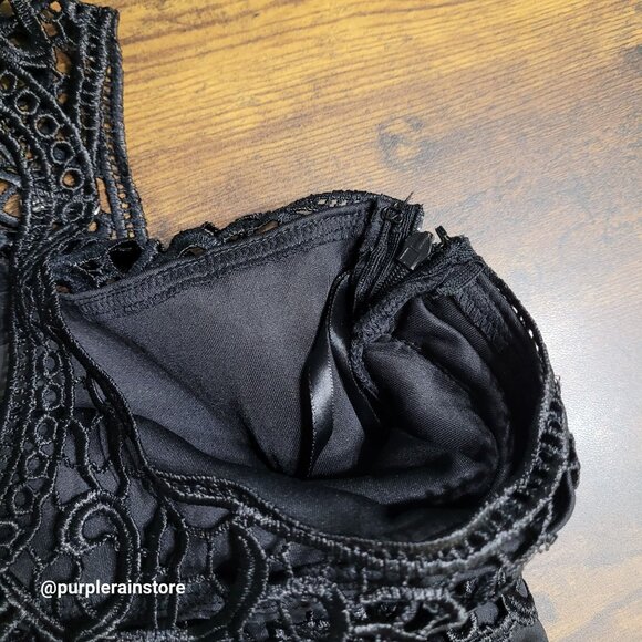 AX Paris Bodycon Dress Size 8 Crochet Lace Scuba Knit Stretch Dark Coquette NWT - Picture 4 of 10